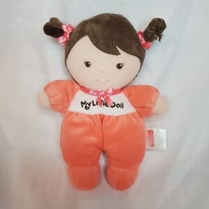 Fisher Price My Little Doll Lovey Security Pink Plush Brown Pigtails Baby Toy 7"